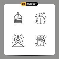 User Interface Pack of 4 Basic Filledline Flat Colors of astronaut station education study radio antenna Editable Vector Design Elements