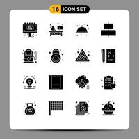 Modern Set of 16 Solid Glyphs Pictograph of gas horizontal reception center ware Editable Vector Design Elements