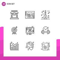 Outline Icon set Pack of 9 Line Icons isolated on White Background for responsive Website Design Print and Mobile Applications vector