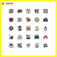 Modern Set of 25 Filled line Flat Colors Pictograph of grid connection easter chip financial Editable Vector Design Elements