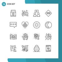 Modern Set of 16 Outlines and symbols such as road symbols road fence time fence sign video Editable Vector Design Elements