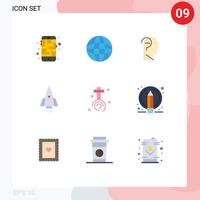 Set of 9 Modern UI Icons Symbols Signs for travel speedup globe spaceship question Editable Vector Design Elements