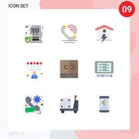 Flat Color Pack of 9 Universal Symbols of decor skills services personal skills power Editable Vector Design Elements