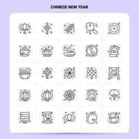 OutLine 25 Chinese New Year Icon set Vector Line Style Design Black Icons Set Linear pictogram pack Web and Mobile Business ideas design Vector Illustration