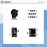Modern Set of 4 Solid Glyphs and symbols such as vr irish reality flag error Editable Vector Design Elements