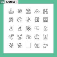 paquete de iconos vectoriales de 25 líneas y símbolos para vehículos más limpios, dieta, transporte, bicicleta, elementos de diseño vectorial editables vector