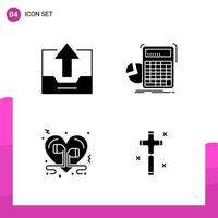 Glyph Icon set Pack of 4 Solid Icons isolated on White Background for responsive Website Design Print and Mobile Applications vector