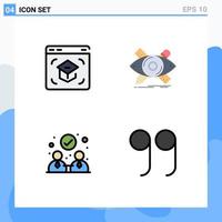 4 Thematic Vector Filledline Flat Colors and Editable Symbols of education tools online designer collaboration Editable Vector Design Elements