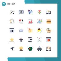 Group of 25 Flat Colors Signs and Symbols for mail computer medicine love growth Editable Vector Design Elements