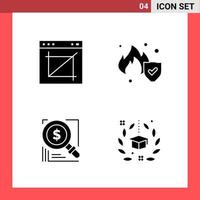 4 Icon Pack Solid Style Glyph Symbols on White Background Simple Signs for general designing vector