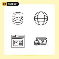 4 Creative Icons for Modern website design and responsive mobile apps 4 Outline Symbols Signs on White Background 4 Icon Pack vector