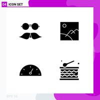 Solid Icon set Pack of 4 Glyph Icons isolated on White Background for Web Print and Mobile vector