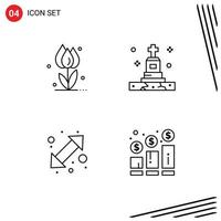 Universal Icon Symbols Group of 4 Modern Filledline Flat Colors of flora arrow nature funeral left Editable Vector Design Elements