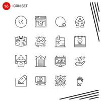 Collection of 16 Vector Icons in Line style Pixle Perfect Outline Symbols for Web and Mobile Line Icon Signs on White Background 16 Icons