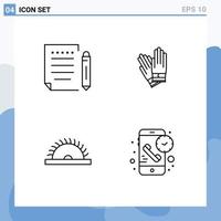 User Interface Pack of 4 Basic Filledline Flat Colors of letter saw write construction utensils Editable Vector Design Elements