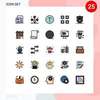 Modern Set of 25 Filled line Flat Colors Pictograph of view layout man grid symbolism Editable Vector Design Elements