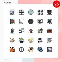 Modern Set of 25 Filled line Flat Colors Pictograph of view layout man grid symbolism Editable Vector Design Elements