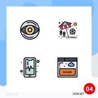 paquete de iconos de vector de stock de 4 signos y símbolos de línea para elementos de diseño de vector editables de interfaz de vacaciones de visión móvil empresarial