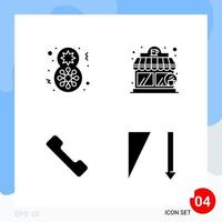 Modern Pack of 4 Icons Solid Glyph Symbols isolated on White Backgound for Website designing vector