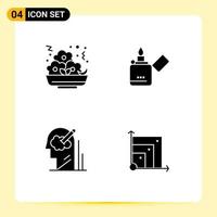 Mobile Interface Solid Glyph Set of 4 Pictograms of fast pen nugget smoking idea Editable Vector Design Elements