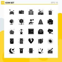 Collection of 25 Universal Solid Icons Icon Set for Web and Mobile vector