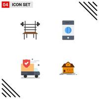 4 Thematic Vector Flat Icons and Editable Symbols of balance insurance gym electronics security Editable Vector Design Elements