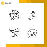 4 Icon Set Line Style Icon Pack Outline Symbols isolated on White Backgound for Responsive Website Designing vector