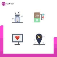 Universal Icon Symbols Group of 4 Modern Flat Icons of aroma banking music heart location Editable Vector Design Elements