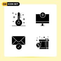 4 Creative Icons for Modern website design and responsive mobile apps 4 Glyph Symbols Signs on White Background 4 Icon Pack vector