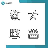 Vector Pack of 4 Outline Symbols Line Style Icon Set on White Background for Web and Mobile