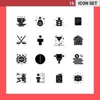 16 User Interface Solid Glyph Pack of modern Signs and Symbols of ice game lotus canada text Editable Vector Design Elements