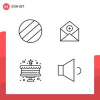 Pack of 4 Universal Outline Icons for Print Media on White Background vector