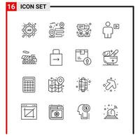 16 General Icons for website design print and mobile apps 16 Outline Symbols Signs Isolated on White Background 16 Icon Pack vector