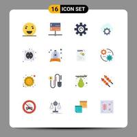 Universal Icon Symbols Group of 16 Modern Flat Colors of cloud cloud server cloud setting Editable Pack of Creative Vector Design Elements