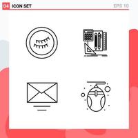 Collection of 4 Vector Icons in Line style Modern Outline Symbols for Web and Mobile Line Icon Sign Isolated on White Background 4 Icons