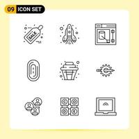 9 Creative Icons for Modern website design and responsive mobile apps 9 Outline Symbols Signs on White Background 9 Icon Pack vector