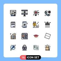 Flat Color Filled Line Pack of 16 Universal Symbols of signature document target notepad emergency Editable Creative Vector Design Elements