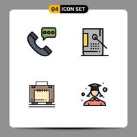 paquete de iconos de vector de stock de 4 signos y símbolos de línea para pintura de llamada contáctenos bolsa de codificación elementos de diseño de vector editables