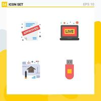 4 User Interface Flat Icon Pack of modern Signs and Symbols of application plan broadcasting plan usb Editable Vector Design Elements