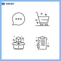 4 Icons Line style Creative Outline Symbols Black Line Icon Sign Isolated on White Background vector