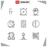 9 Icons Line Style Grid Based Creative Outline Symbols for Website Design Simple Line Icon Signs Isolated on White Background 9 Icon Set vector