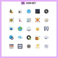Pictogram Set of 25 Simple Flat Colors of media disk bank cd grid Editable Vector Design Elements