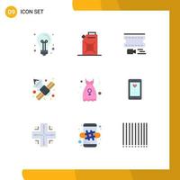 Flat Color Pack of 9 Universal Symbols of clothes satellite animation network communication Editable Vector Design Elements