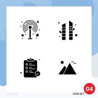 Pack of 4 Modern Solid Glyphs Signs and Symbols for Web Print Media such as modem report bamboo hospital giza Editable Vector Design Elements