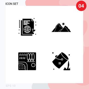 conjunto de glifos sólidos vectoriales en la cuadrícula para el aprendizaje de la escena elementos de diseño vectorial editables del árbol del paisaje de Internet vector
