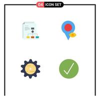 4 Creative Icons Modern Signs and Symbols of presentation cap report map food Editable Vector Design Elements