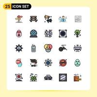 Filled line Flat Color Pack of 25 Universal Symbols of business depression sitting sad failure Editable Vector Design Elements