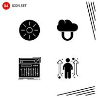 Collection of 4 Vector Icons in solid style Pixle Perfect Glyph Symbols for Web and Mobile Solid Icon Signs on White Background 4 Icons