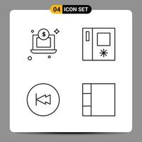 4 Black Icon Pack Outline Symbols Signs for Responsive designs on white background 4 Icons Set vector