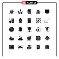 Modern Set of 25 Solid Glyphs and symbols such as monitor webcam energy it computer Editable Vector Design Elements